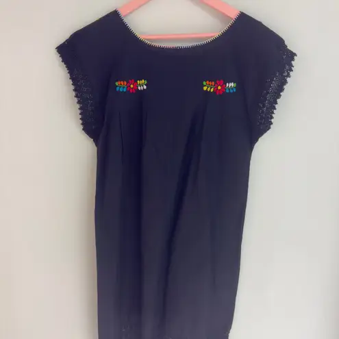 HandmAde Mexican Embroidered Dress NWOT Black Size M