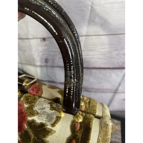 Vintage 1950s Tano Of Madrid Handbag Made in Spain Tapestry Hard Shell Bag Red