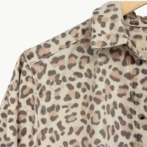 Sézane Max Long Sleeve Button Down Oversized Shirt | Sz 34 (US 2) | Pale Leopard