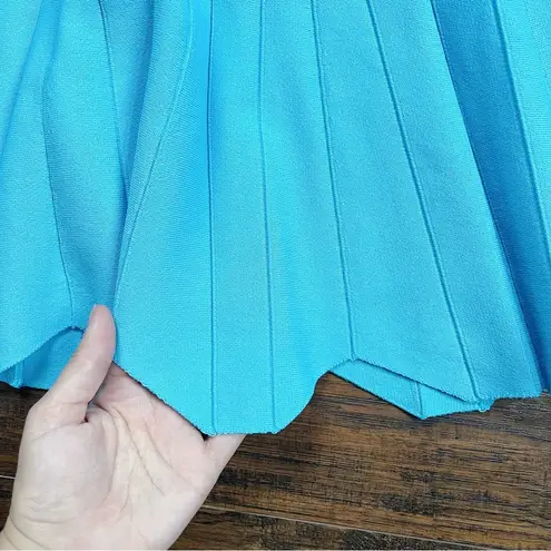 Shoshanna • Jonetta Knit Dress fit & flare turquoise scallop hem scoop neck