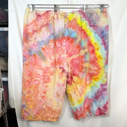 Choices Plus Size 3X Capri Pants Handmade Tie Dye Linen Lined Spiral Hippie 1482 Pink