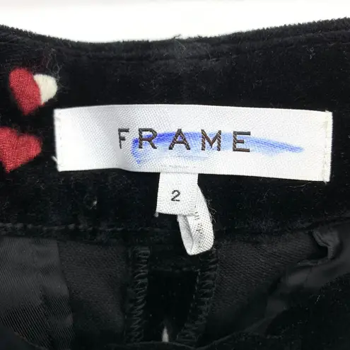 frame denim Frame Pant Women's Size 2 Perfect Heart-Embroidered Velvet Trouser Cropped Black