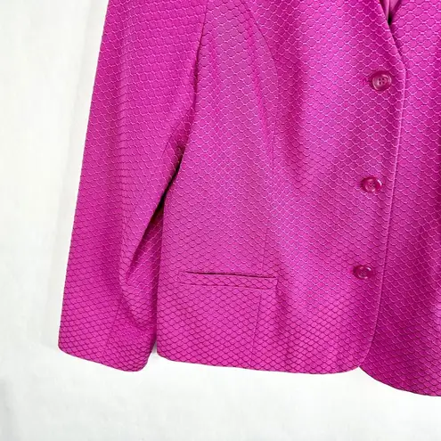 Liz Baker Plus Size 16 Blazer Jacket Purple Textured Embroidered Lined 1524