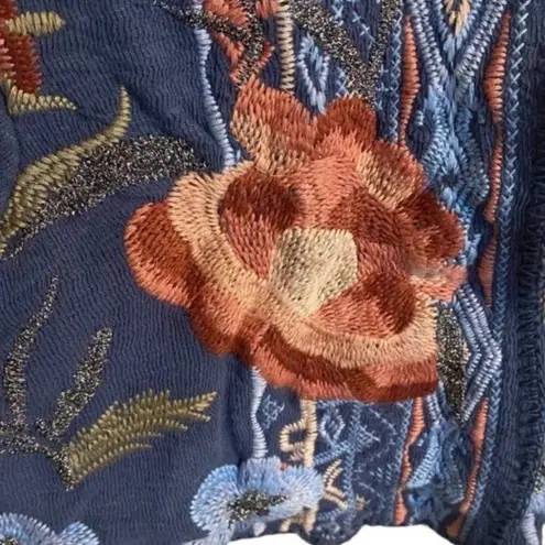 Johnny Was metallic thread Syelles Embroidered
Hoodie Jacket Indigo NWT RARE