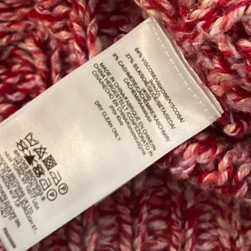 Brooks Brothers Brooks Brother Size S Hand Knit Red Pink Silk Cashmere Blend Cableknit Sweater