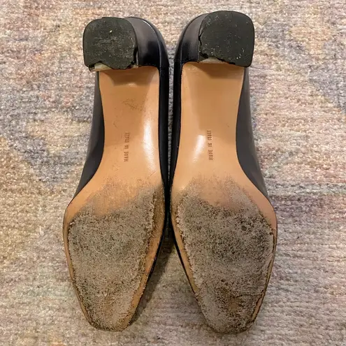 Salvatore Ferragamo Dark Navy Vintage Stitched Close Toed Pumps