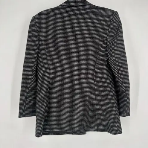 Vintage Precis Women's Houndstooth Double Breasted Blazer Jacket Black White 12