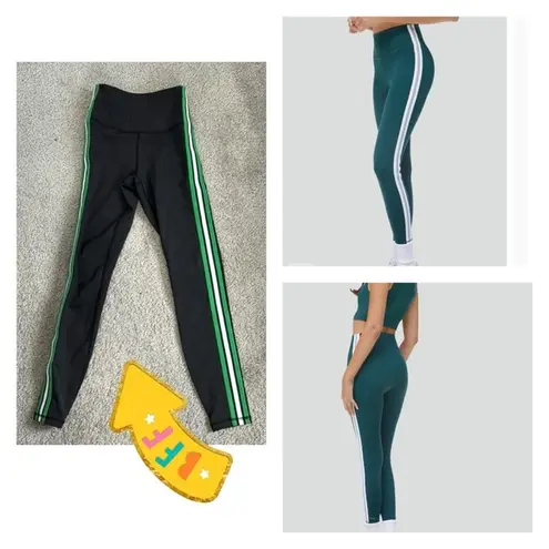 IVL Collective HYDRALUX STRIPED LEGGING high waisted black green stripes Size 2