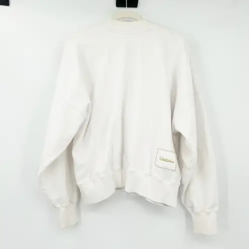 We11done Unisex Streetwear Graffiti Patch Graphic Crewneck Sweatshirt Size S White