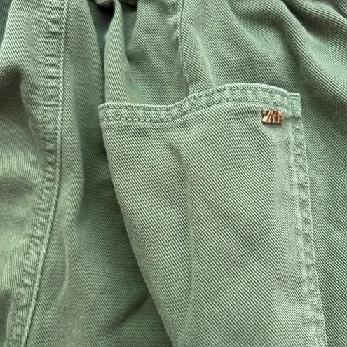 ZARA paperbag jeans in army/dark olive  green