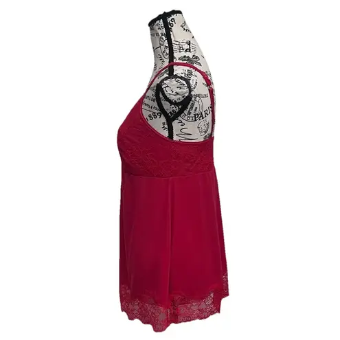 Soma Y2k Retro Red Lace Trim Camisole Blouse Witchy Vampy Goth Romantic Preppy S