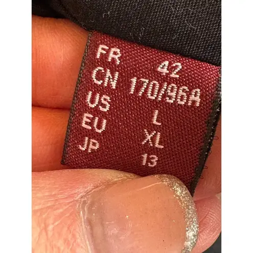 Comptoir Des Cotonniers Coat Women Large Black Rabbit Fur Hood Parka Outdoor