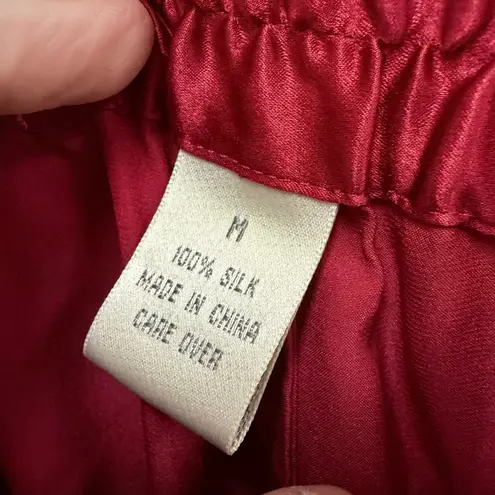 100% silk red pants tie waist silk sleepwear luxurious size medium