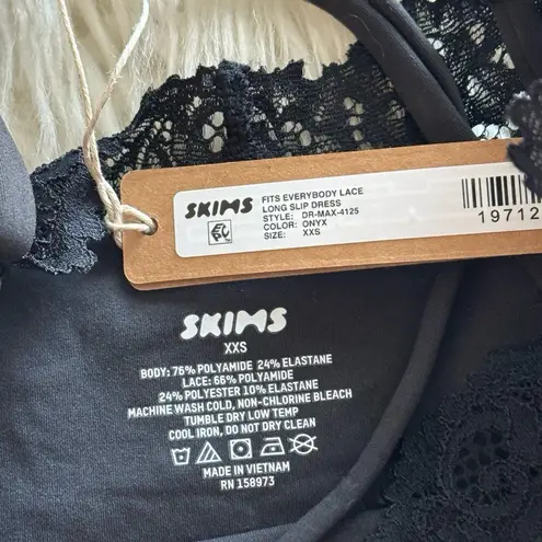 SKIMS Fits Everybody Lace Long Slip Dress Onyx Size XXS