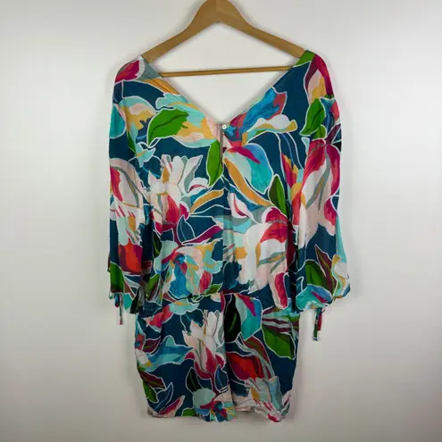 La Blanca Floral Romper Medium Cover Up Resort Colorful Tropical Lightweight