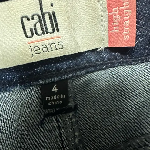 CAbi  High Waist Straight Dark Side Stripe Stretch Denim Blue Jeans Womens 4