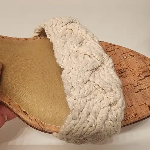 Johnny Was Braid Block Heel Women’s Rainbow White & Tan Size 7.5