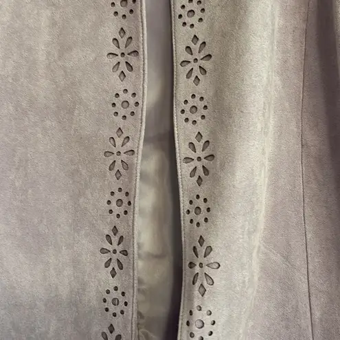 Alfred Dunner Women's Size 8 Open Front Blazer Purple Lilac Faux Suede