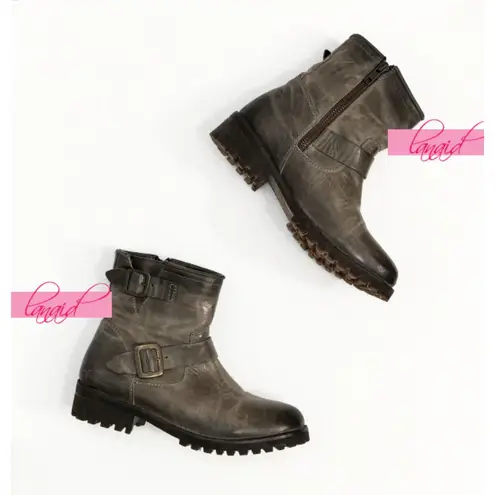 FREEBIRD by Steven Freebird Steven Biker Stone Leather Distressed Ankle Moto Edgy Combat Lug Sole 7