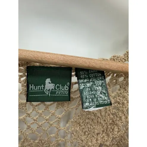 Hunt Club Crotchet Cardigan Women Medium Petite Tan Button Front Boho Festival