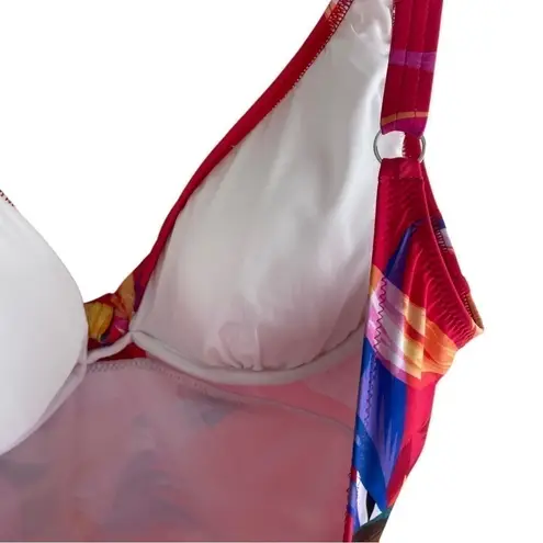 Gottex Paradise V-Neck Floral One Piece 14 Pink Swimsuit