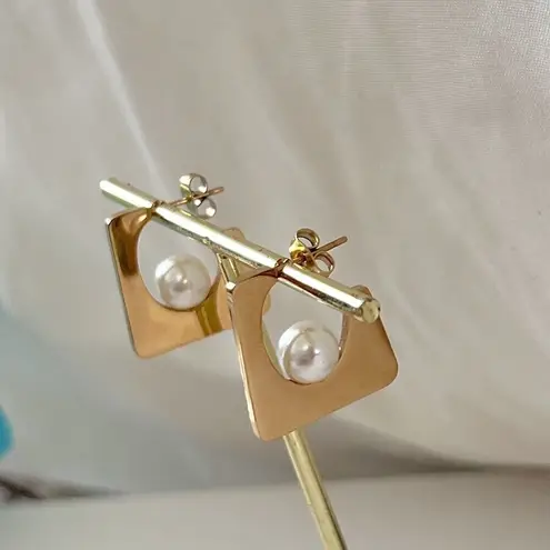 18K Gold Plated Pearl chunky Necklace SET Stainless Steel Womens Jewelry