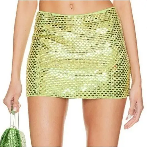 Retrofete Koko Mini Skirt in Lime Punch Size XS NWOT Mini Beaded Green