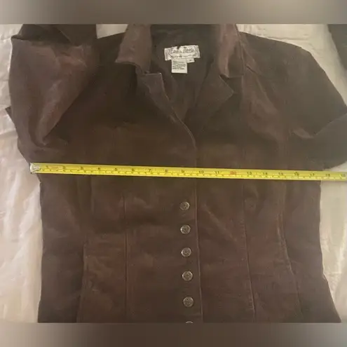 Live a Little Genuine Suede Leather Snap Jacket Women's Size Small Brown
