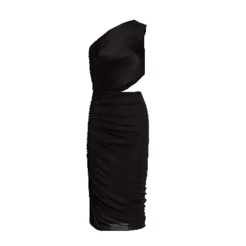 Halston Heritage HALSTON Cassidy Ruched Cutout One Shoulder Dress in Black, Size 6 NEW w/Tag $445