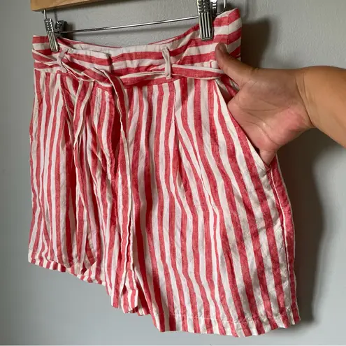 Boden 100% Linen striped Pink and White Women's Shorts Size 6