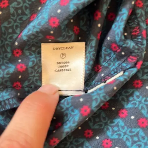 Ann Taylor  Blue Red Abstract Print Long Sleeve Sheath Dress Size 4 Office Work