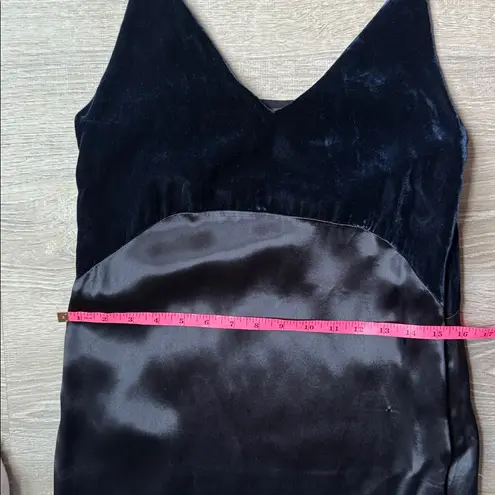 Maje Ryck Midi Slip Dress Navy Blue Black Velvet Satin