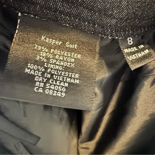 Kasper vintage denim look open stitch 2 piece blazer trouser pantsuit size 8