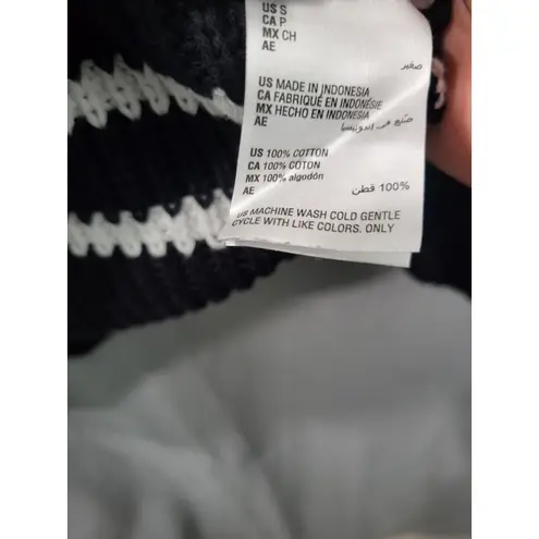 Style & Co. Women's Striped Cotton Sweater Navy Blue & White Knit Small Black