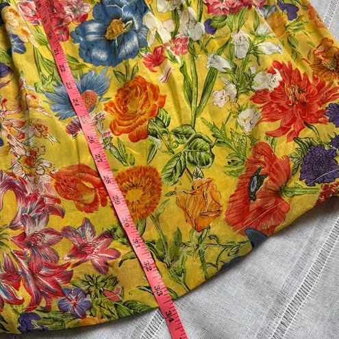 Royal Silk Vintage Floral Maxi Skirt Yellow Size undefined