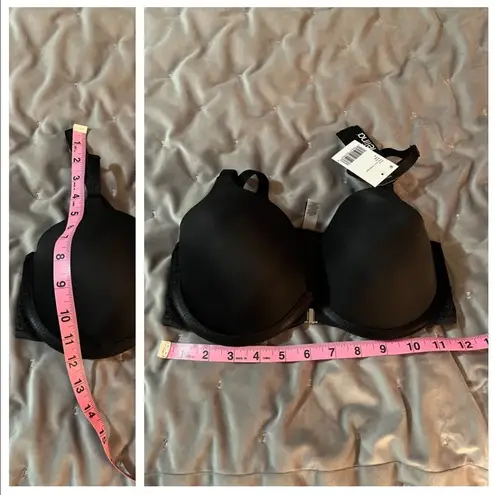 Felina  Body Soft Front Clasp Tshirt Bra Mesh Back Black 32DD