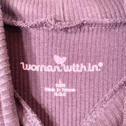 Woman Within Woman Within Plus Size 18 20 Top Purple Turtle Neck Ribbed Long Sleeve 630