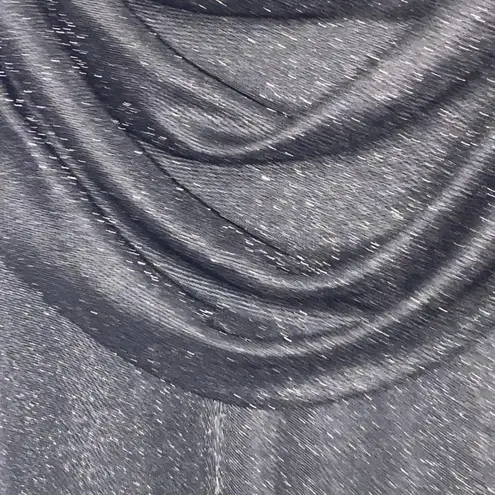 Alex Evenings SIZE 4 BLACK SILVER GLITTERY Sheath Dress w/ DRAPE Cowl Neck