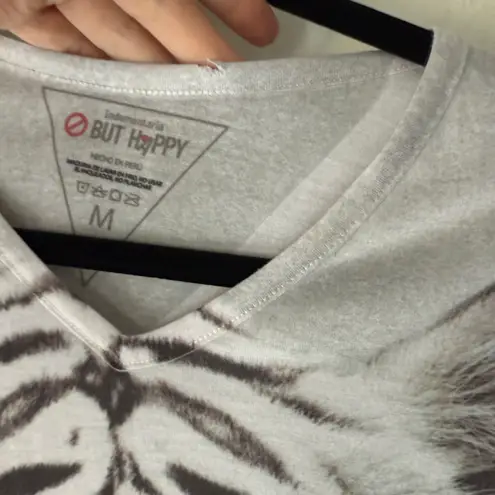 But Happy White Tiger Graphic Tee Size M V
