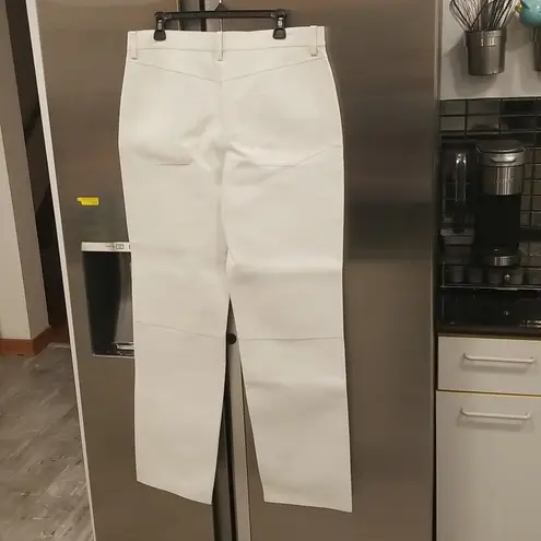 St. John ππ 100% Leather Pants High Rise ~ Ecru White 12 NWOT