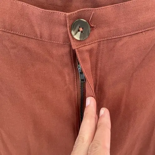 Good Luck Gem linen blend burnt Orange wide leg cropped pants large NWT