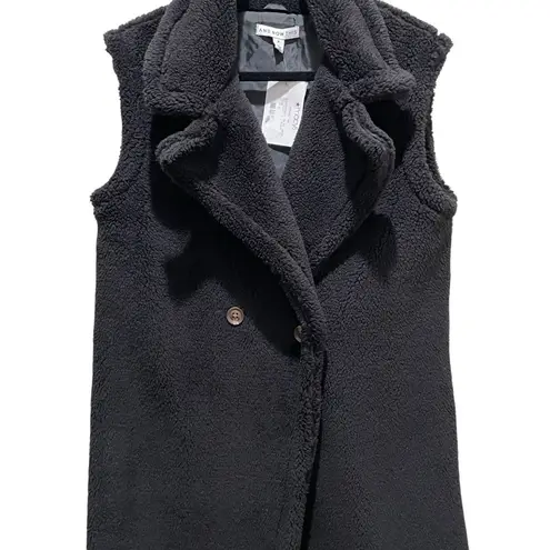 And Now This Teddy Faux Shearling Long Vest Black Women’s Size Medium NWT