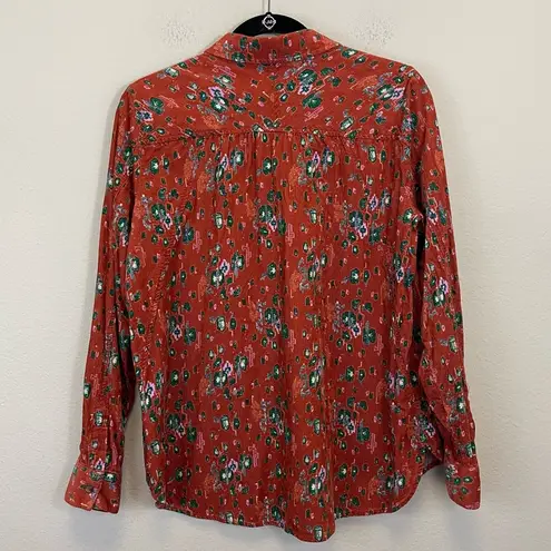 Anthropologie  Corduroy Button Down Shirt Rust Size 10