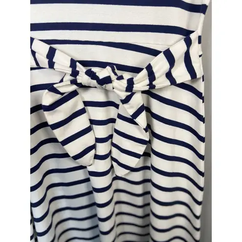 Hope & Henry Short Sleeve Tie Front Striped Dress White & Navy Size S Nautical