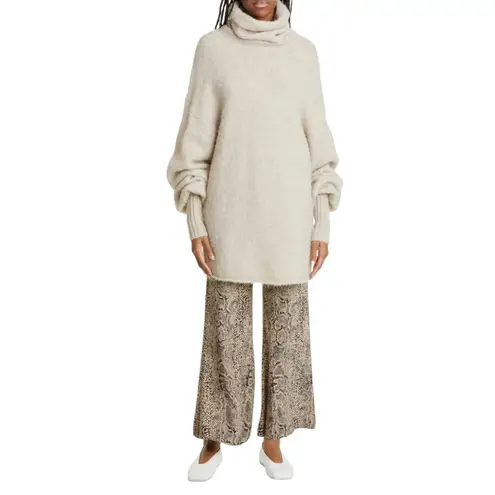 Malene Birger Snakeskin Jacquard Luxe Mafaldana Trousers Pants IT 38 / US 2 NEW Black