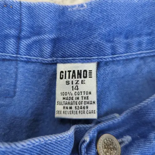 Vintage Gitano Denim High Rise Shorts Button Fly Womens 14 Relaxed Midi Mom Dad Blue