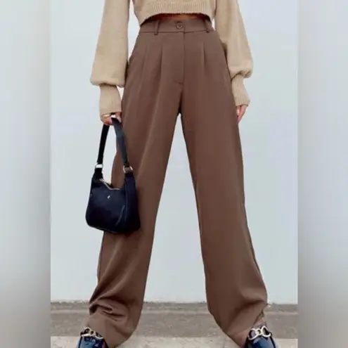 Princess Polly NTM: Chocolate Brown Archer High Waist Pants Sz 6