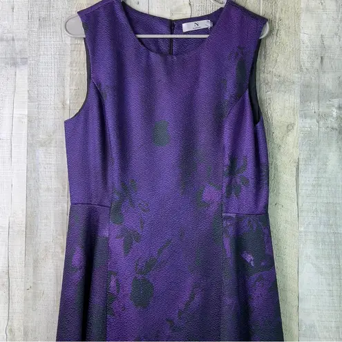Natori Purple & Black Textured Size 10 Sleeveless Sheath Fit & Flare Dress(Flaw)