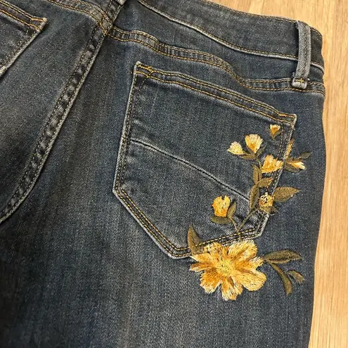 Driftwood  Embroidered Floral Jackie Jeans Skinny Raw Hem