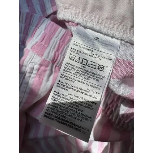 Old Navy NWT  Pink White Striped Linen Blend Pull On Women’s Shorts Size 3X